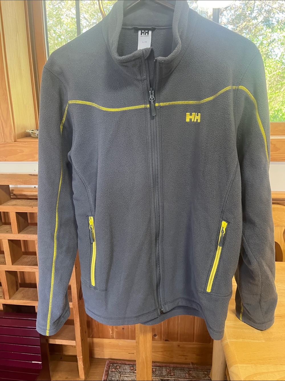 Helly Hansen Charcoal Fleece Jacket with Yellow Accents